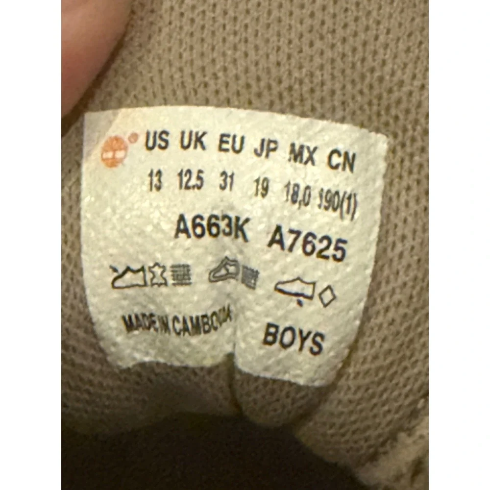 Timberland Field Boot Boys Size 13 Cream Off White Leather Mid Hiker A663K